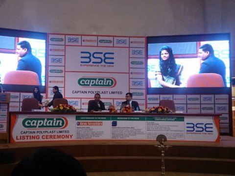 Mr. Gopal Khichadiya of Captain Polyplast receiving Momento from BSE under Captain Polyplast Listed in BSE